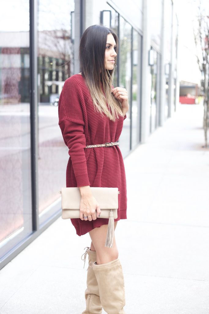 Style The Girl Wine Sweater Dress