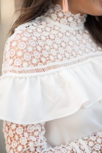 Style The Girl White Lace Collared Dress with Ruffles