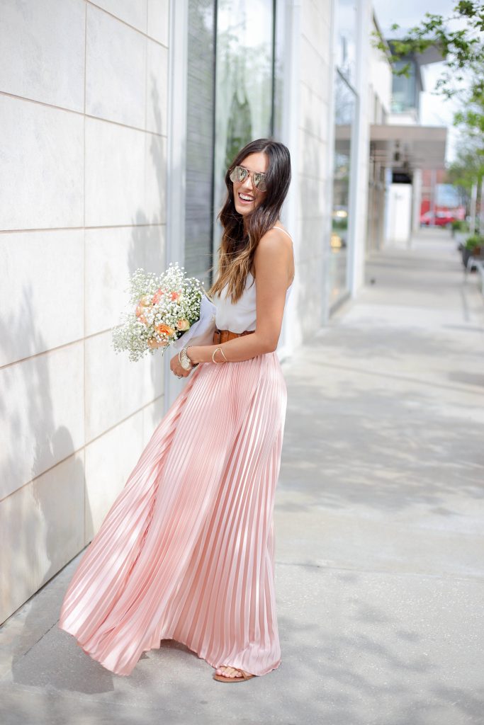 Style The Girl Pink Pleated Skirt