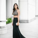 Style The Girl Black Rhinestone Detail Crop Top Prom Dress/Gown