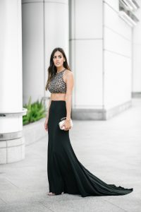 Style The Girl Black Rhinestone Detail Crop Top Prom Dress/Gown