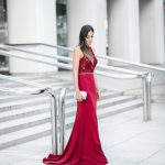 Style The Girl Burgundy Empire State Waist Prom Dress/ Gown
