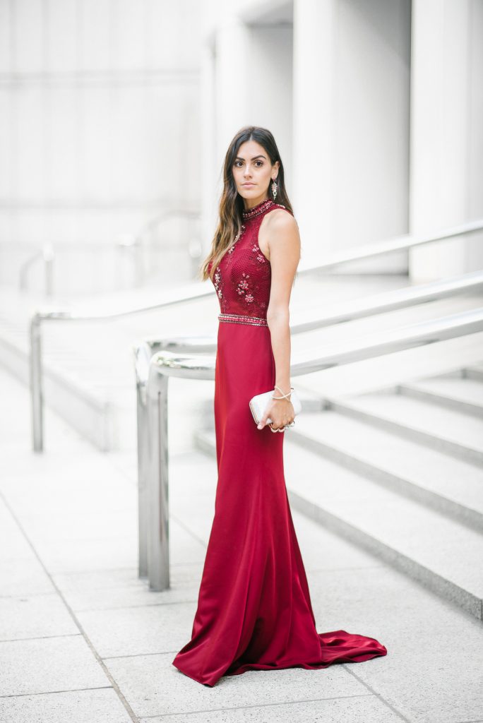 Style The Girl Burgundy Beaded Dress/Gown