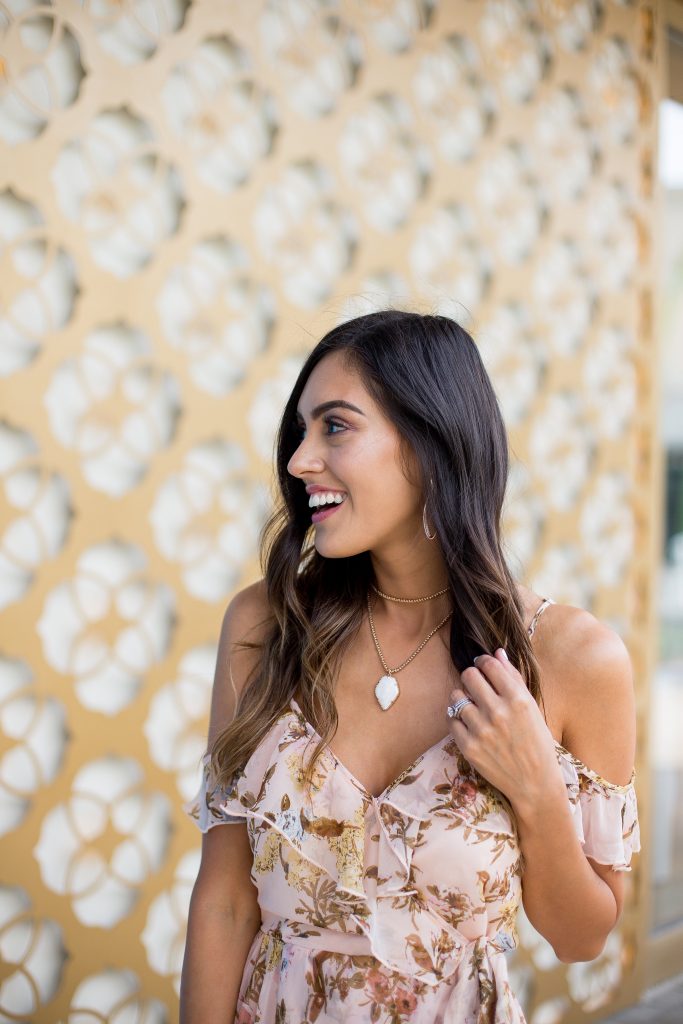 Style The Girl Floral Cold Shoulder Dress and Kendra Scott Event