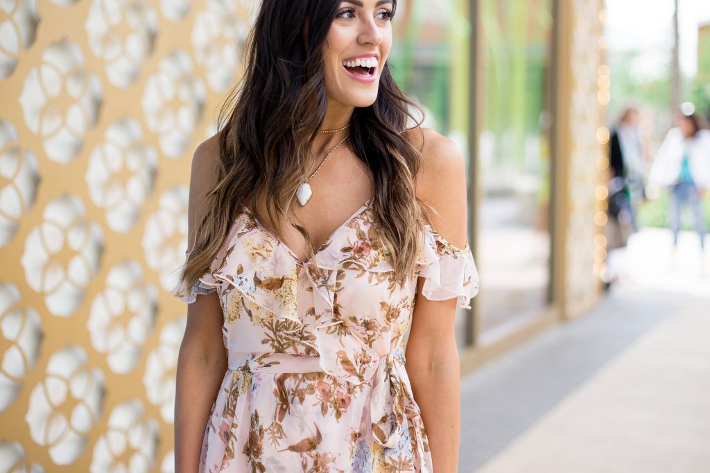 Style The Girl Floral Cold Shoulder Dress and Kendra Scott Event