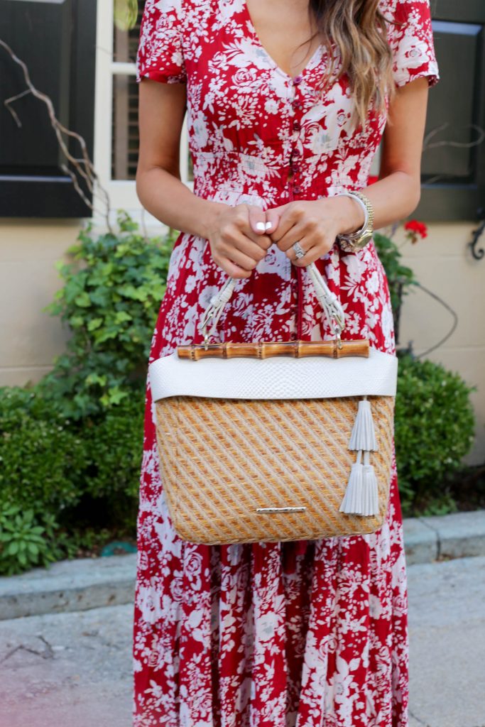 Style The Girl Red Floral Maxi in Charleston