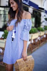 Style The Girl Striped Off The Shoulder Dress, best off the shoulder dresses under $50