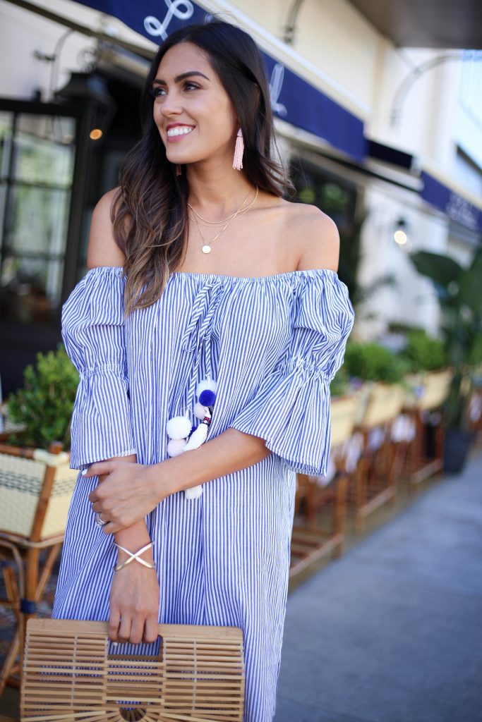 Style The Girl Striped Off The Shoulder Dress, best off the shoulder dresses under $50