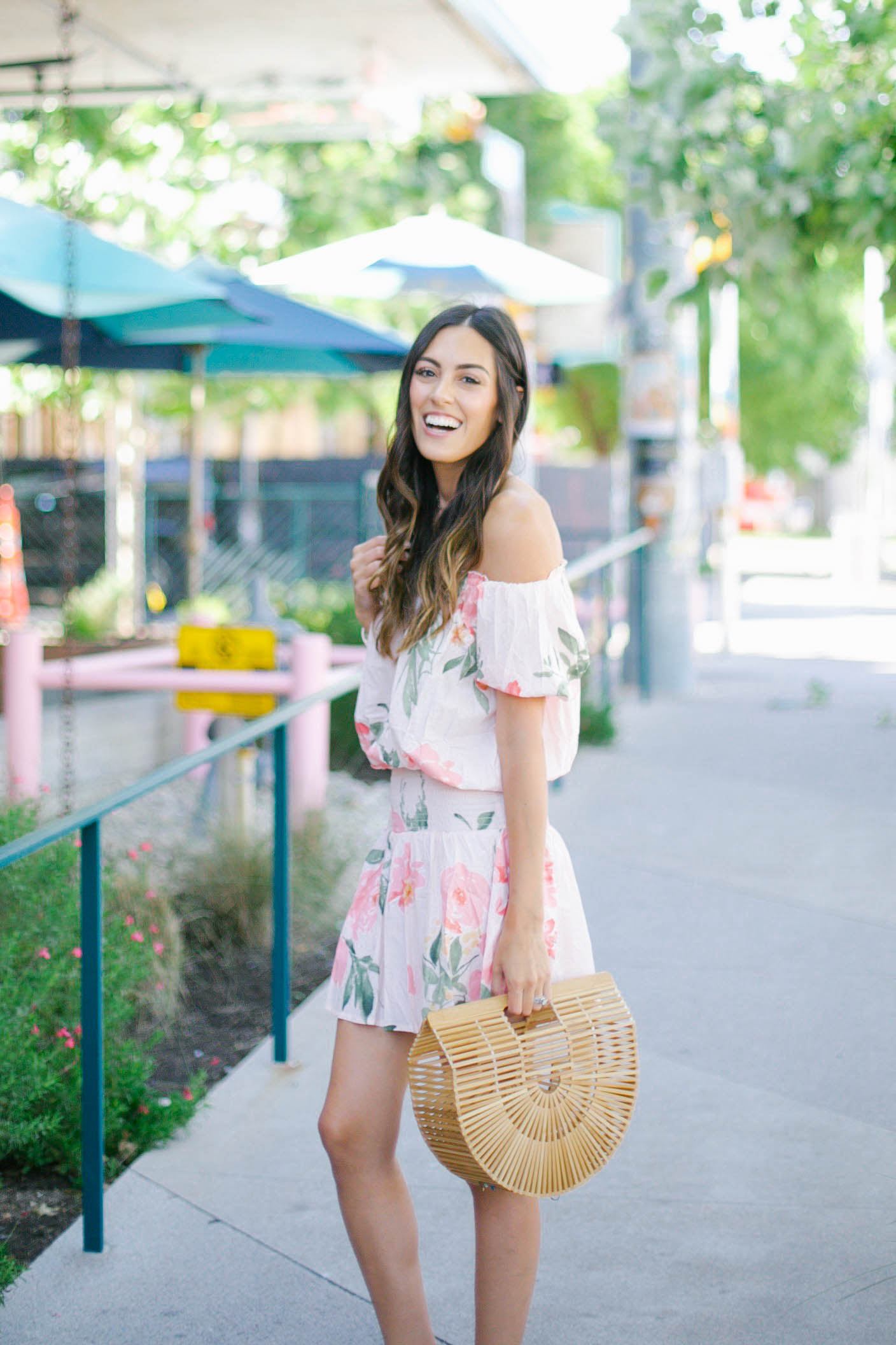 Off Shoulder Floral Mini Dress