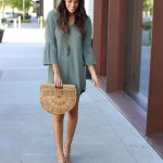 Style The Girl Green Suede Bell Sleeve Dress