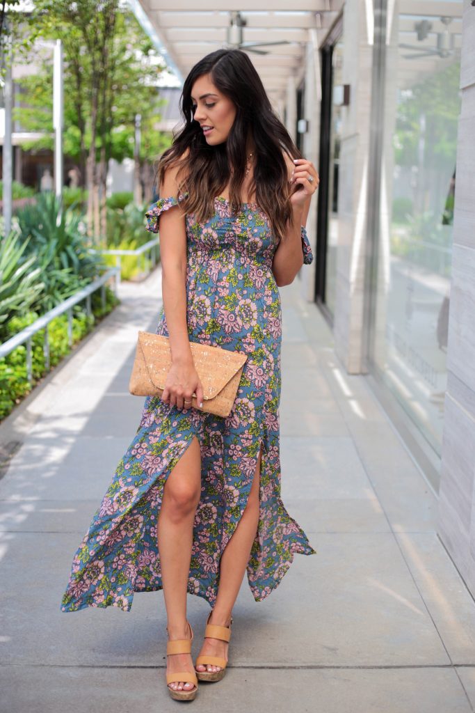 Style The Girl Floral High Slit Maxi Dress