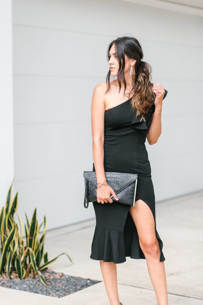 Style The Girl Black One Shoulder Date Night Dress