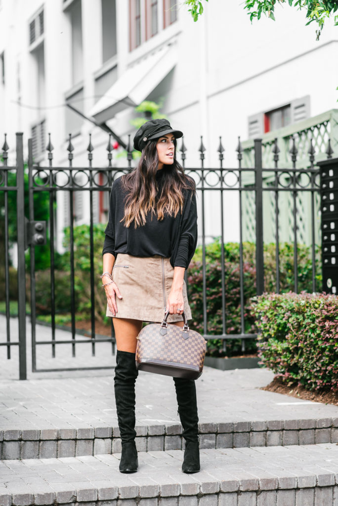 Style The Girl Suede Skirt, Over The Knee Boots, Oversized Turtleneck for Fall Style