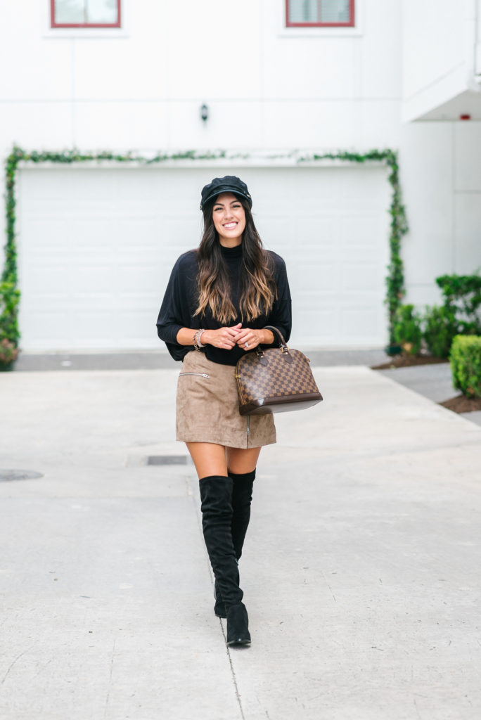 Style The Girl Suede Skirt, Over The Knee Boots, Oversized Turtleneck for Fall Style