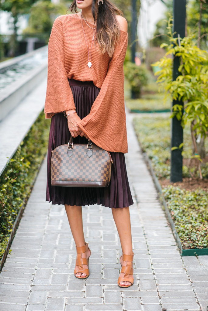 Style The Girl Bell Sleeve Sweater and Pleated Skirt