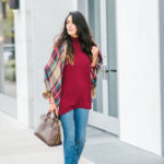 Style The Girl Burgundy Turtleneck and Flare Jeans for Fall