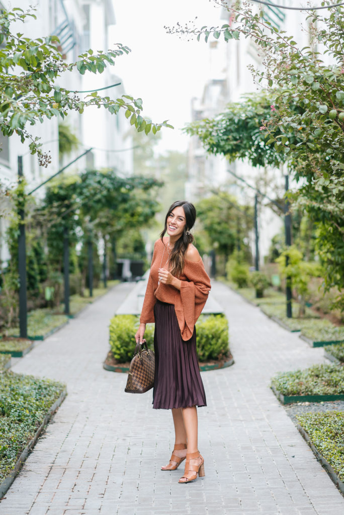 Style The Girl Bell Sleeve Sweater and Pleated Skirt
