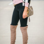 Style The Girl Color Block Sweater and Over The Knee Boots