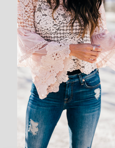 Style The Girl Blush Bell Sleeve Top