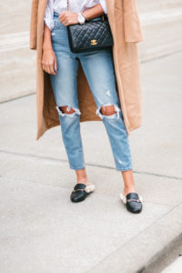 Style The Girl Mom Jeans and Camel Jacket Casual Style