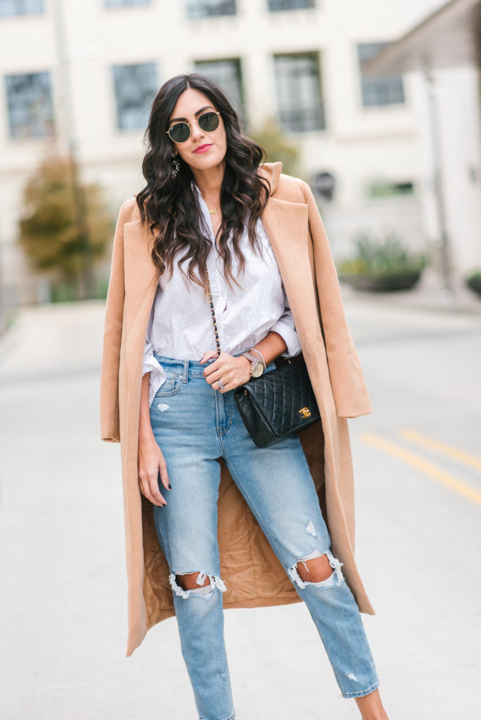 Style The Girl Mom Jeans and Camel Jacket Casual Style