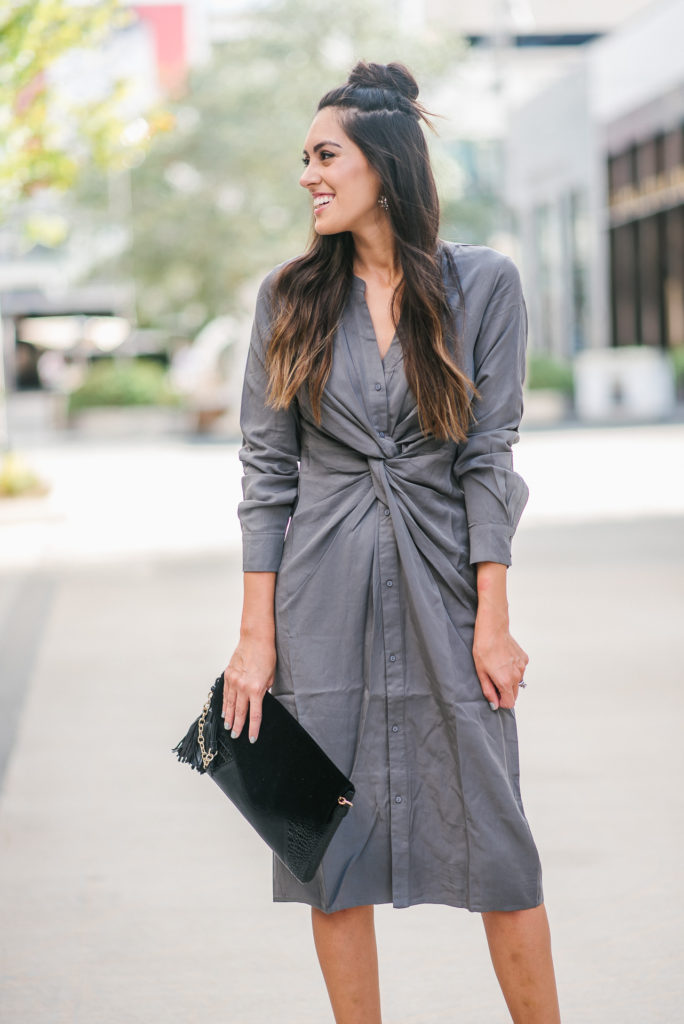 Style The Girl Work Wear Look with a Tie Front Midi Dress
