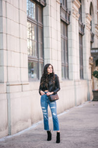 Style The Girl How To Style A Crop Drop, Ripped High Waisted Jeans and Moto Jacket