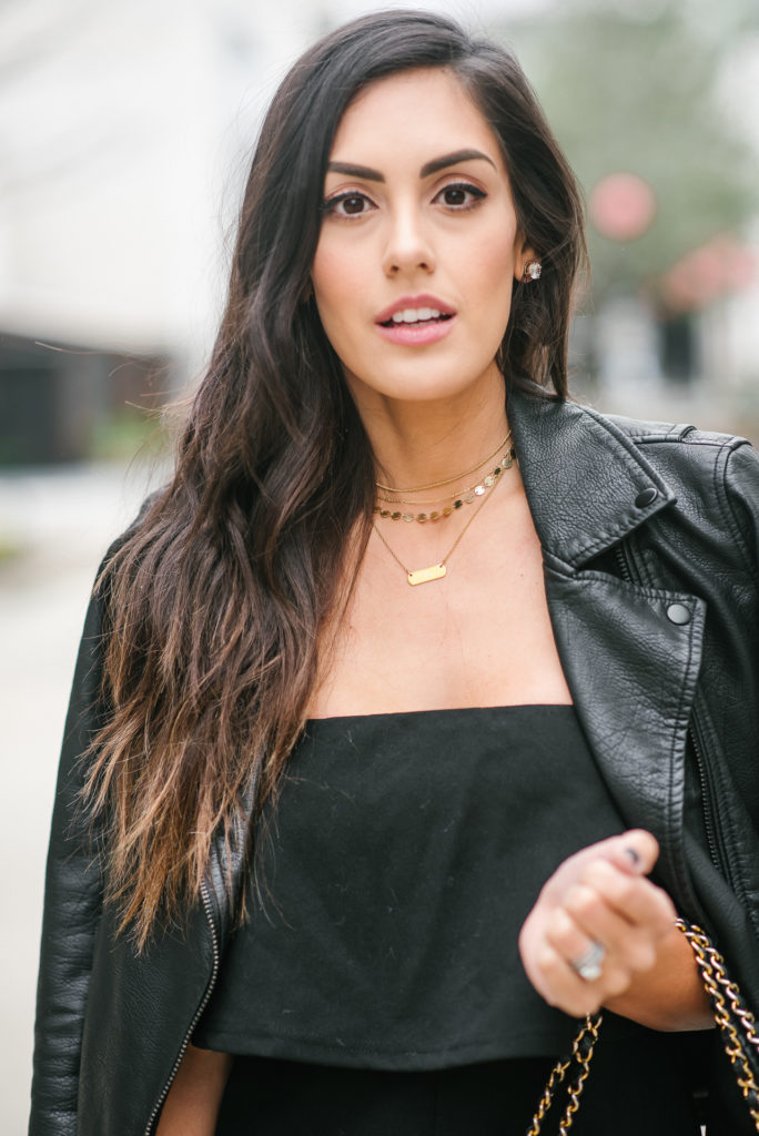 Style The Girl Black Jumpsuit with Moto Jacket