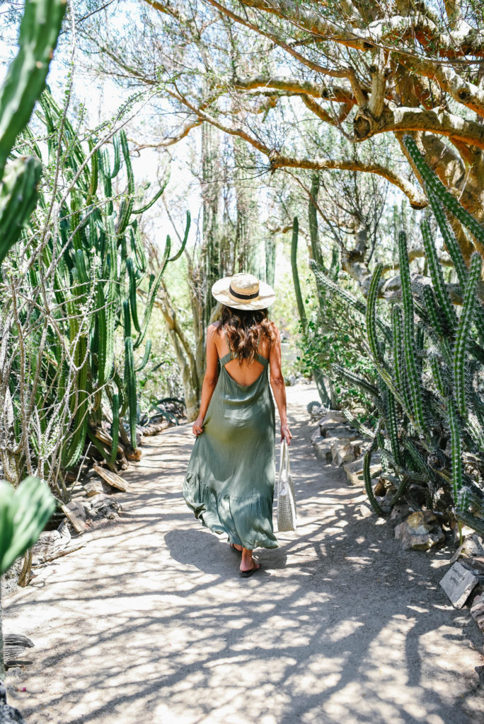 Asos Green Button Down Maxi Dress in a Botanical Garden Straw Hat