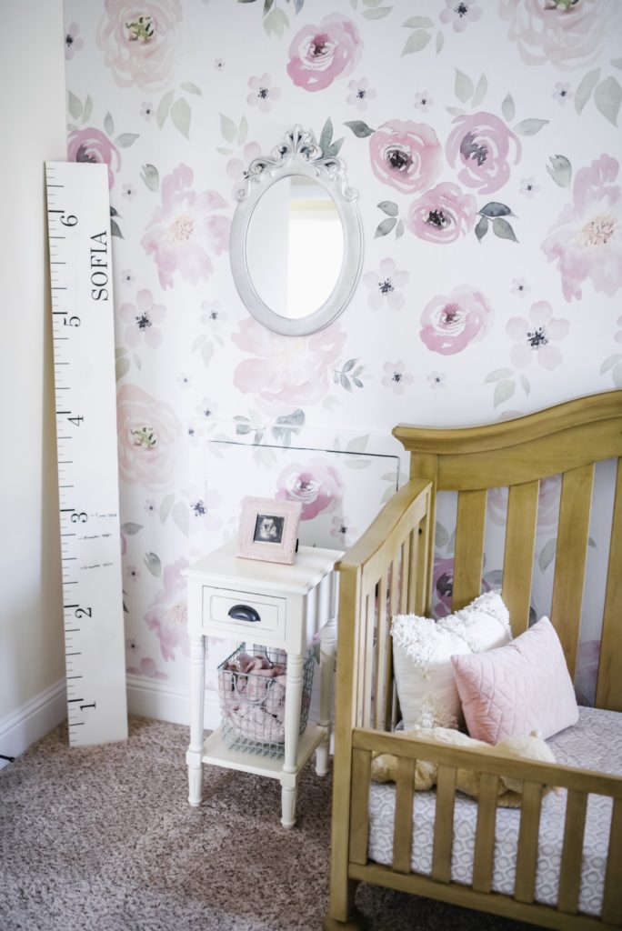 Toddler Girl Pink and Mint Floral Bedroom