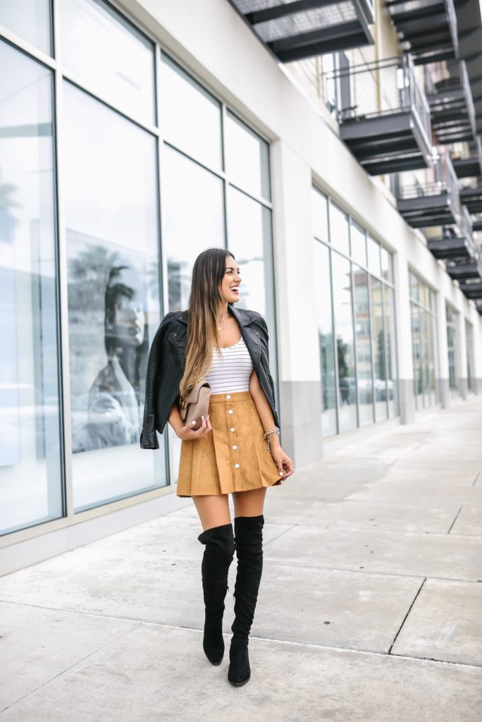 Chicwish Suede Pleated Skirt Fall Look