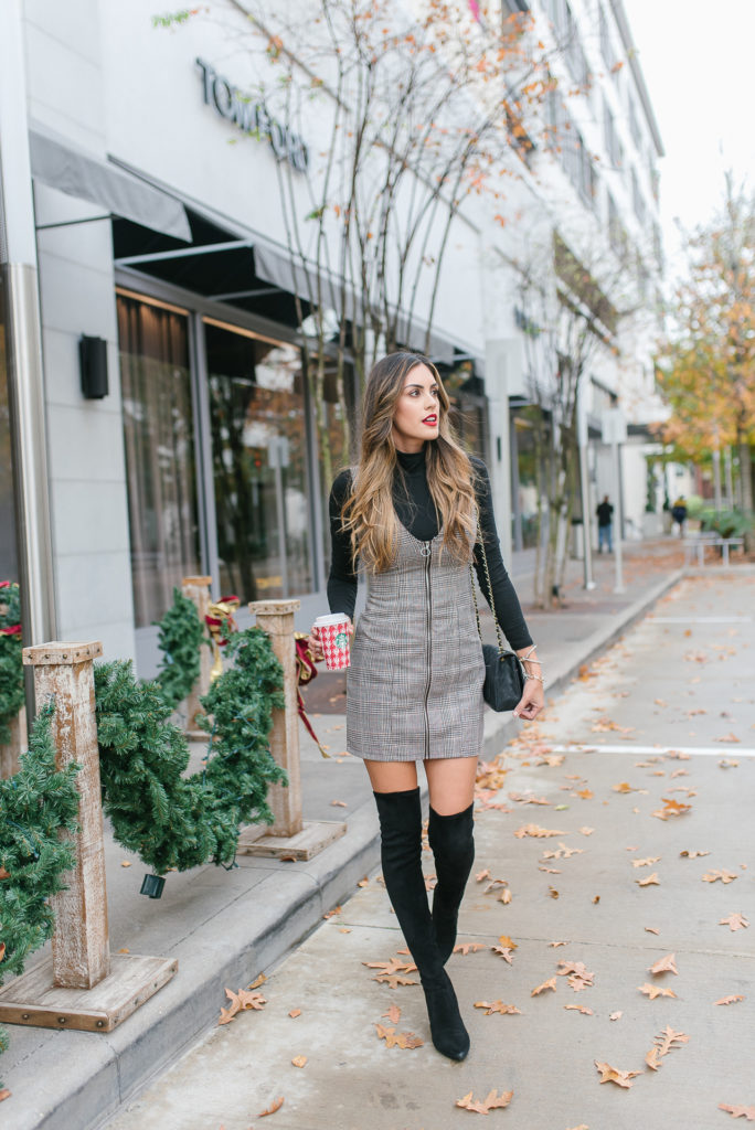 how to style a plaid mini dress in fall