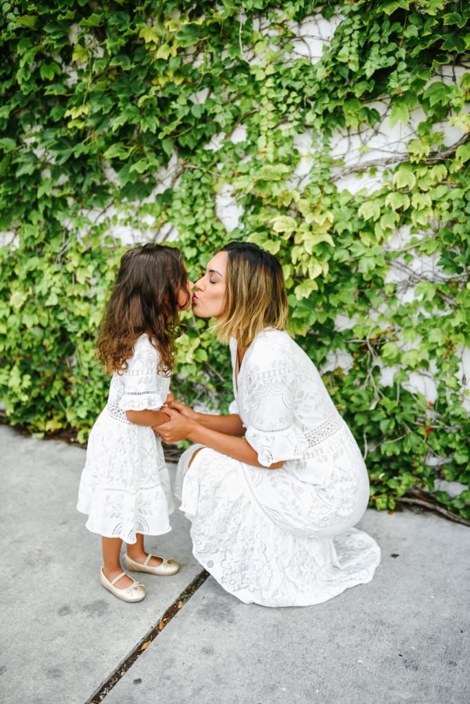 Matching mommy and me white lace dresses with ivy city co